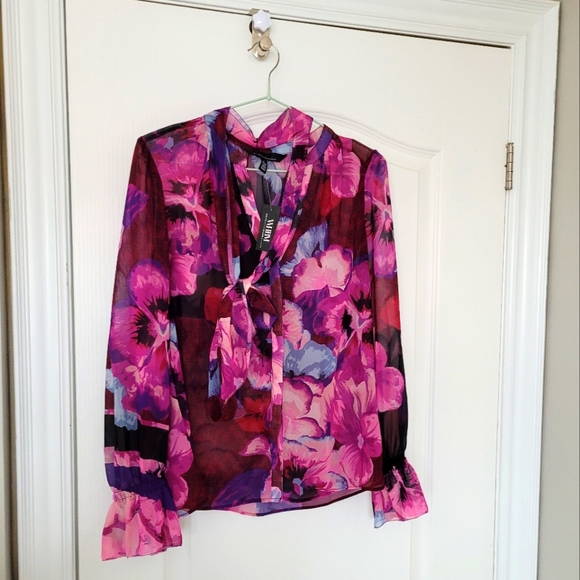 NWT WHBM tie front blouse - Picture 1 of 5